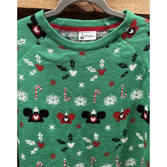 DISNEY PARKS Authentic Christmas MICKEY MINNIE Ears Sweater Size M *A3 - Picture 2 of 4